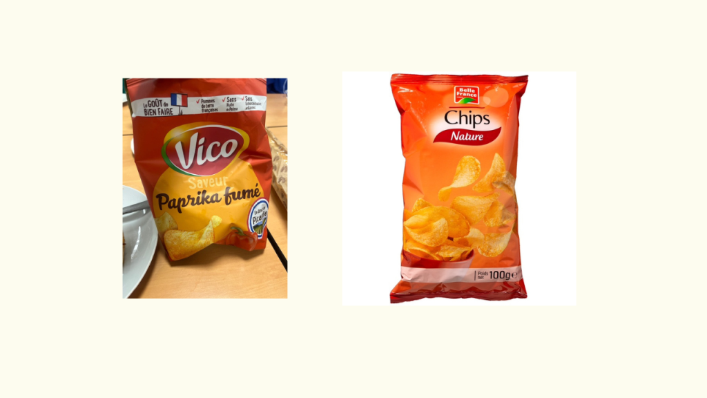 Vico and Belle France potato chips from a French supermarket